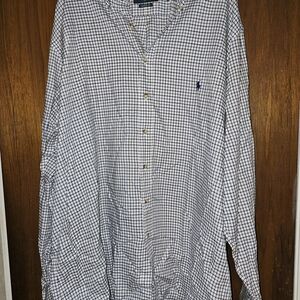 Ralph Lauren Navy and White Plaid Button Down Shirt